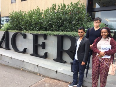 In2science mentors l-r Abhi Gupta and Andy Quan from the University of Melbourne and Margaret Ngugi from Swinburne University of Technology at the Australian Council for Educational Research.